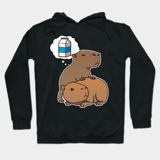 Capybara thirsty for Carton of Milk Hoodie